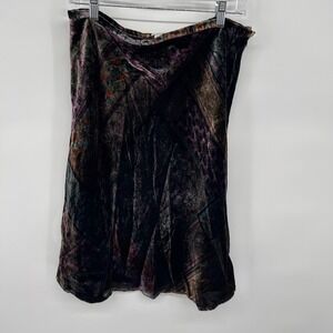 Y2K Evelyn Velvet Paisley Midi Skirt Size 12 Purple Brown Boho Chic